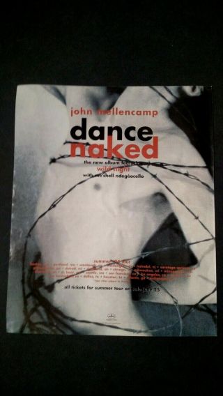 John Cougar Mellencamp " Dance Naked " Rare Print Promo Poster Ad