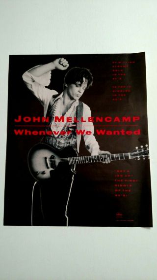John Cougar Mellencamp " Get A Leg Up " 1991 Rare Print Promo Poster Ad