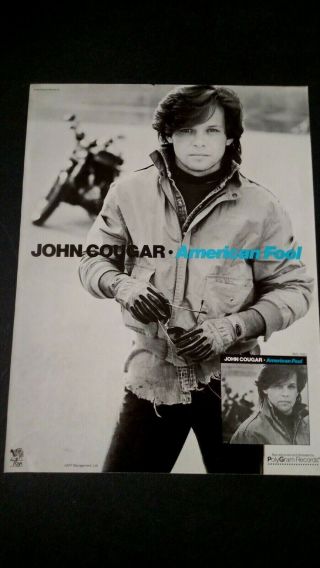 John Cougar Mellencamp " American Fool " Rare Print Promo Poster Ad