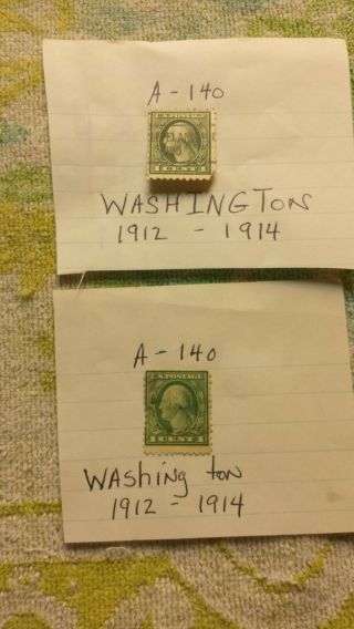 Two 2 1912 - 1922 Green George Washington Rare One 1 Cent Stamp U.  S.  Postage.  A,