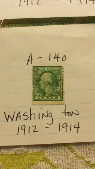 TWO 2 1912 - 1922 GREEN George Washington RARE One 1 Cent Stamp U.  S.  Postage.  A, 4