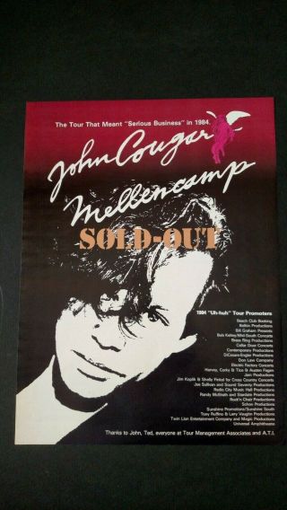 John Cougar Mellencamp " Serious Business " Rare Print Promo Poster Ad