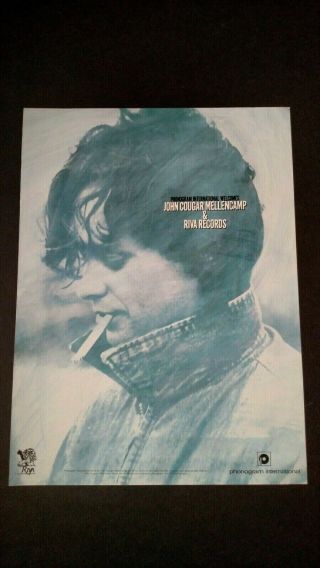 John Cougar Mellencamp & Riva Records Rare Print Promo Poster Ad