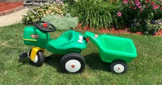 Rare Little Tikes Ride On Green Tractor With Pedals & Cart Vguc Local Pick Up