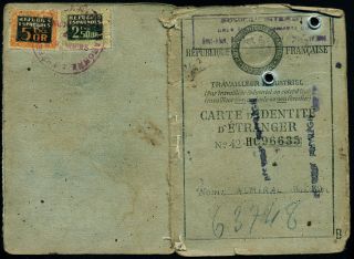 243 Spain Civil War Refugees Identity Card With 2 Political Label 1946.  Rare