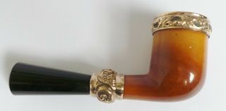 Rare Antique Meerschaum Pipe With Gold Mounts - Detail
