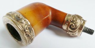 RARE ANTIQUE MEERSCHAUM PIPE WITH GOLD MOUNTS - DETAIL 5
