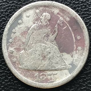 1875 S Twenty Cent Piece 20c Rare Silver Circulated 16970