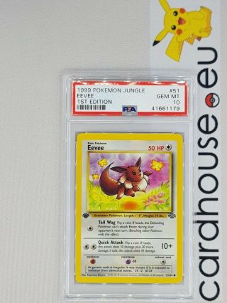 Psa 10 Gem Eevee 1st Edition Jungle 1999 Pokemon Wotc