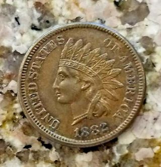 Rare 1882 Brown U.  S Indian Head Penny Clear Sharp Details No/res