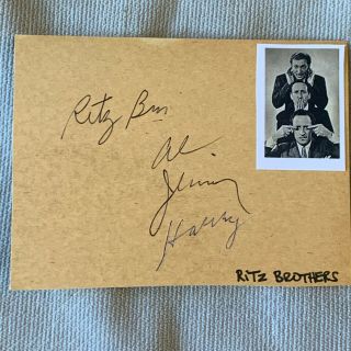 The Ritz Brothers Al Jimmy And Harry All Autographed Cut Rare Vintage Signatures