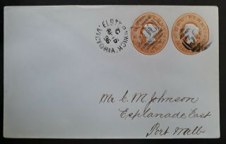 Rare 1896 Victoria Cover Ties 2 Pre Printed 1d Orange Oval Qv Stamps Elsternwick