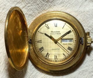 Vintage Antique Bulova Accutron Quartz Pocket Watch Rare Needs Battery