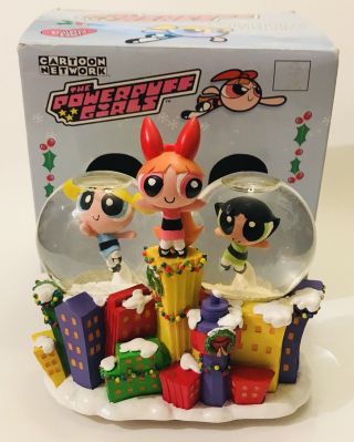Rare 2000 Cartoon Network Powerpuff Girls Holiday Music Snow Globe Deck The Hall