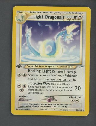 Light Dragonair 22/105 Rare 1st Edition Neo Destiny Pokemon Card
