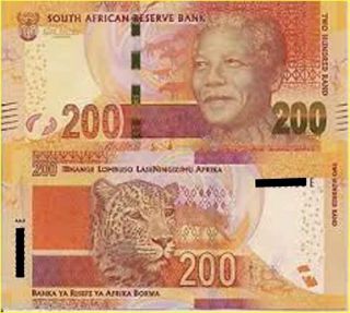 South Africa Rare Ef Radar 200 Rand Lb 2935392 E Nelson Mandela Leopard Banknote