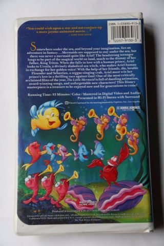 The Little Mermaid VHS,  1989 Rare Banned Cover Little Mermaid 913 3