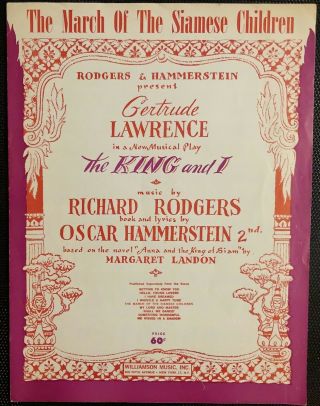 Rare The King And I - The March Of The Siamese Children - 1951 - Sheet Music