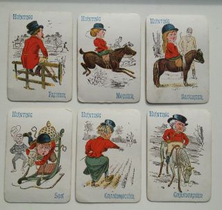Rare Vintage 1920s Glevum Hunting Cards - Family Set Of 6 - Gift