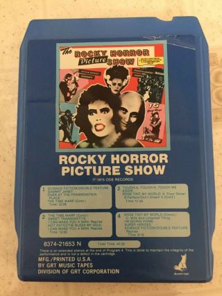 The Rocky Horror Picture Show Movie Soundtrack 8 Track 1975 Rare