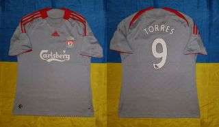 ● Rare Torres Fc Liverpool 2008/2009 Away Gray Shirt Adidas Size Men Adult L ●