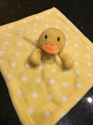Rare Yellow White Duck Baby Blanket Polka Dot Security Lovey Plush Rn 119741