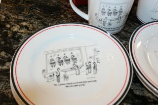 Rare Restoration Hardware " The Yorker " Set Of 4 Plates & 4 Cups Santa Claus