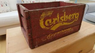 Rare Vintage Carlsberg Copenhagen Denmark Wood Beer / Lager Crate / Box