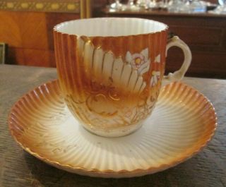 Antique Rare Victorian Mustache Cup And Saucer