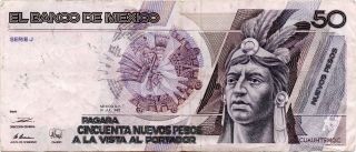 1992 Mexico 50 Nuevos Pesos Vf; Rare