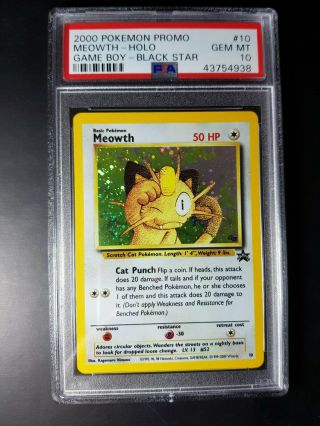 2000 Meowth Game Boy Promo Psa 10 Gem Holo Rare Pokemon Card