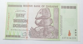 Rare 2008 50 Trillion Dollar - Zimbabwe - Uncirculated Note - 100 Series 694