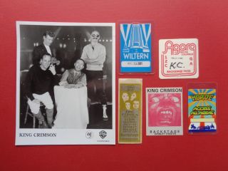King Crimson,  B/w Promo Photo,  5 Rare Backstage Passes,  Rare Originals