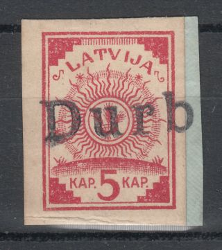 Latvia,  1919 Rare Durbe Provisional Cancel On Mi 1 Map Stamp