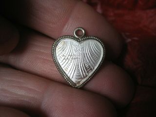 Rare Vintage Sterling Enamel Heart Charm,  Lords Prayer In German Language - Wear