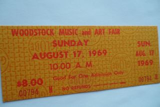 Woodstock 1969 Rare Orange Sunday Ticket - Hendrix_csn&y_the Band
