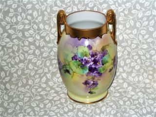 Rare Noritake Nippon Pickard Hand Painted Violets Vase