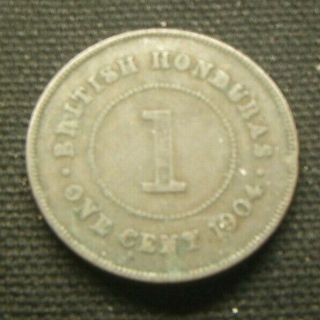 1904 British Honduras 1 Cent Coin Very Rare Only 50k Minted Km 11