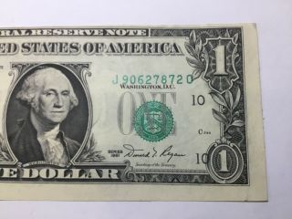 1981A $1 Federal Reserve ERROR Note Misaligned,  Rare Kansas City Bill AU - BU 4