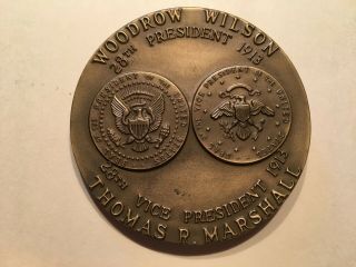 RARE Bronze Inaugural Medal - 1913 President Woodrow Wilson & Thomas Marshall 2