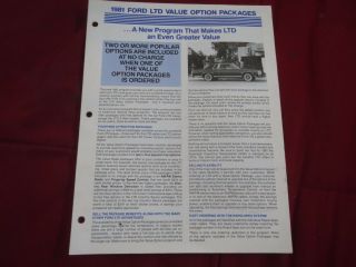 1981 Ford Ltd Value Option Packages Dealer Only Album Brochure Flyer Rare
