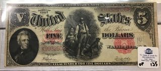 1907 Large Five Dollar $5 Note Us Currency Speelman & White Rare