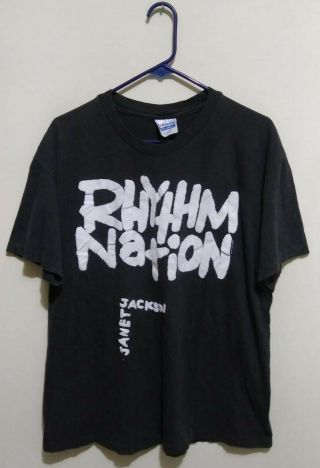 Ultra Rare Vintage 1990 Janet Jackson Rhythm Nation Tour Tee Shirt Sz Xl
