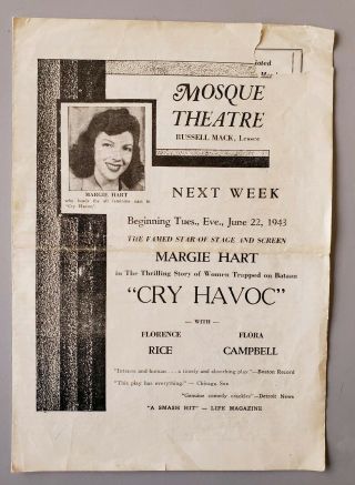 Canada Lee Rare Signed 1943 " Cry Havoc " Program,  African American Acting Pioneer