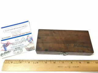 Rare Vintage Disk Mitutoyo 0 - 1 " Micrometer.  001 " In Wood Box