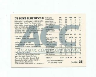 1978 DUKE BLUE DEVILS 92 - 93 25 ACC TOURNAMENT CHAMPS CARD (RARE GOLD VERSION) 2