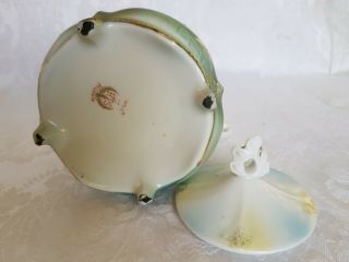 RARE R S PRUSSIA REFLECTING WATER LILY SUGAR BOWL HANDPAINTED,  FOOTED 4