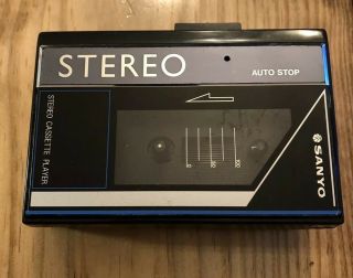 Vintage Blue Sanyo Mgp9 Stereo Cassette Player Walkman Rare - And