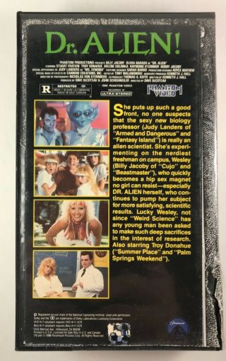 Dr.  Alien 1989 VHS Judy Landers Bill Jacoby Phantom Video RARE Comedy HTF Scifi 2
