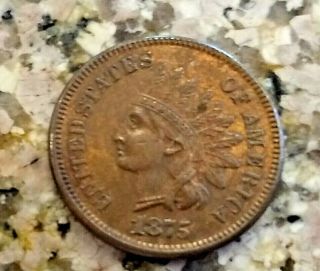 Rare 1875 U.  S Indian Head Penny Clear Sharp Details Rb Red Color N/r